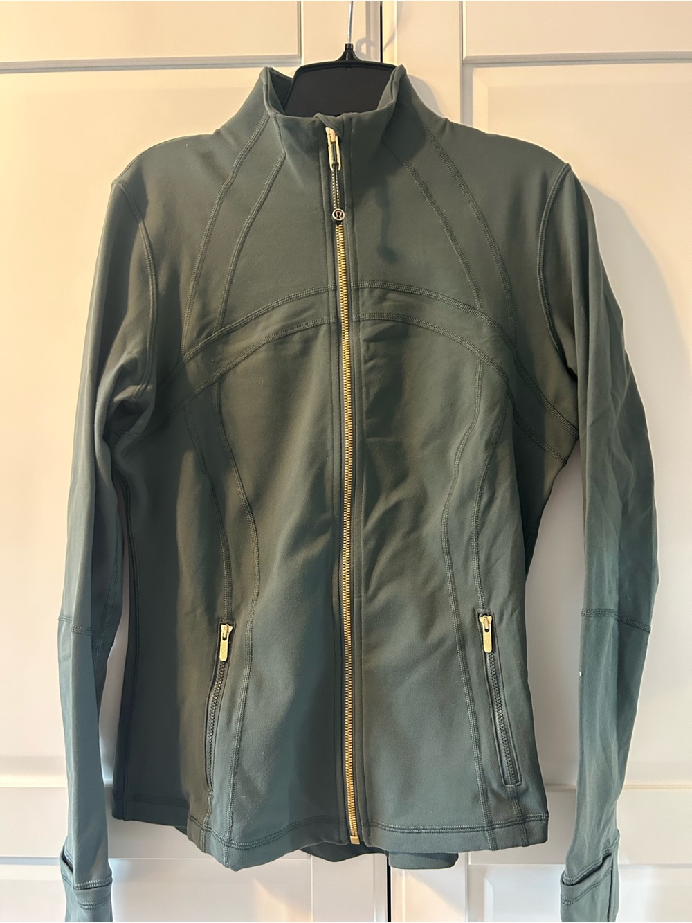 lululemon athletica Olive Green Full-Zip Utility Jacket with Gold Hardware